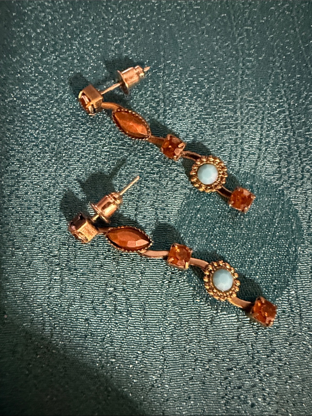 Gold-Tone Amber and Turquoise Drop Earrings - Women Jewelry